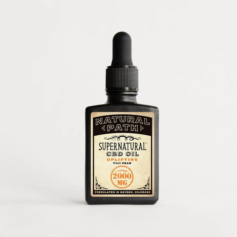 Supernatural CBD Oil 2,000 mg organic CBD oil from Natural Path Botanicals for Uplifting benefit with a Fuji Pear flavor. Made in the USA.