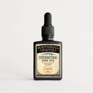 Supernatural CBD Oil 500 mg organic CBD oil from Natural Path Botanicals for Uplifting benefit with a Fuji Pear flavor. Made in the USA.