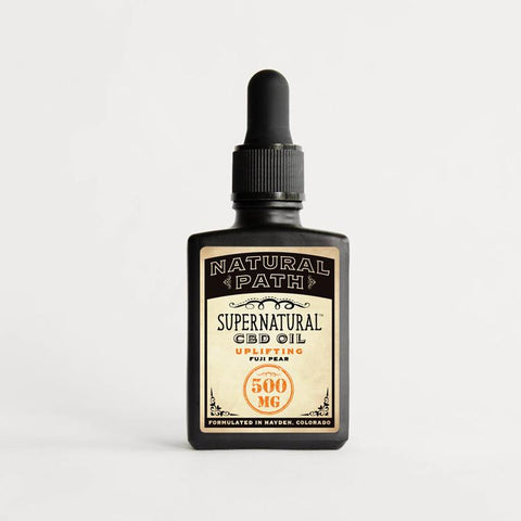 Supernatural CBD Oil 500 mg organic CBD oil from Natural Path Botanicals for Uplifting benefit with a Fuji Pear flavor. Made in the USA.